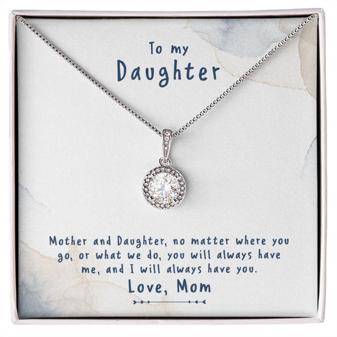 Daughter Solitaire Necklace, From Mom-We have each other | Custom Heart Design