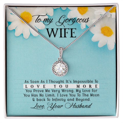 Wife Solitaire Necklace, Necklace for Wife, Silver Jewelry for Wife-Love You More | Custom Heart Design