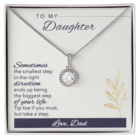 Daughter Solitaire Necklace, From Dad-Tip toe if you must - Custom Heart Design