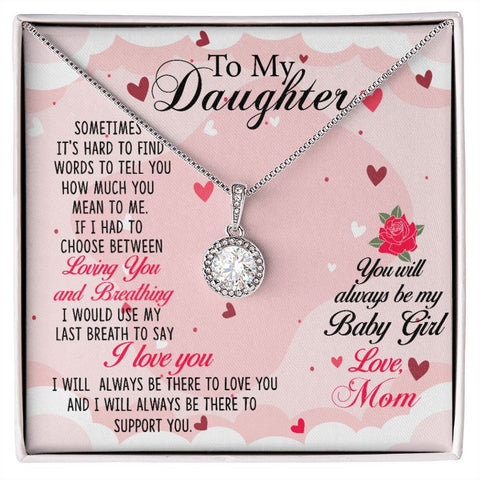 Daughter Solitaire Necklace, From Mom-My baby girl! | Custom Heart Design