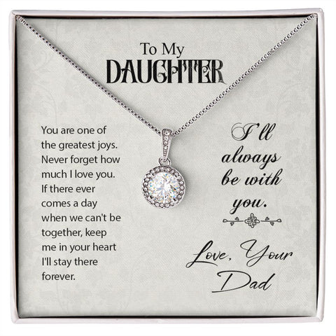 Daughter Solitaire Necklace, From Dad-My greatest joy | Custom Heart Design