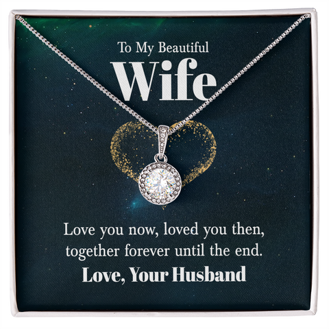 to my beautiful wife - love you now Wife Solitaire Necklace, Necklace for Wife, Silver Jewelry for Wife | Custom Heart Design