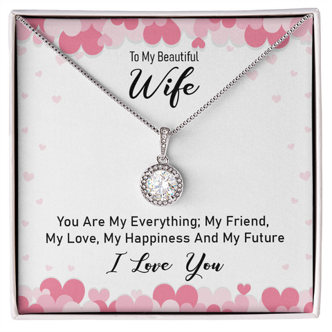 To my beautiful wife - you are my everything Wife Solitaire Necklace, Necklace for Wife, Silver Jewelry for Wife | Custom Heart Design