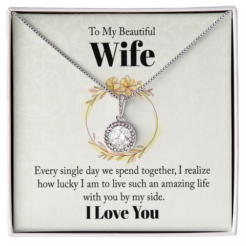 To my beautiful wife - every single day we spend together Wife Solitaire Necklace, Necklace for Wife, Silver Jewelry for Wife | Custom Heart Design