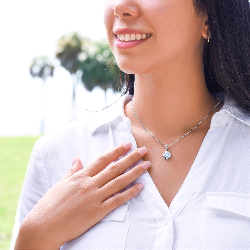 Daughter Solitaire Necklace, From Mom & Dad - Custom Heart Design