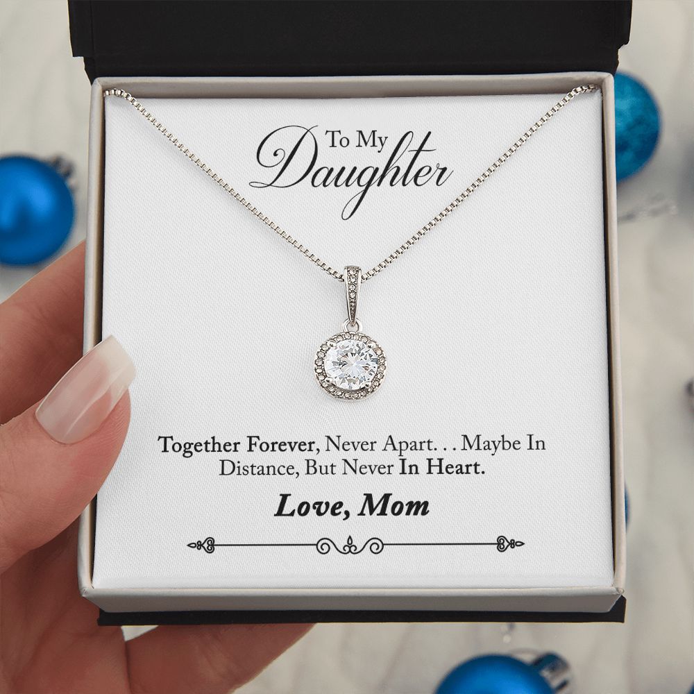 Daughter Solitaire Necklace, From Mom - Custom Heart Design