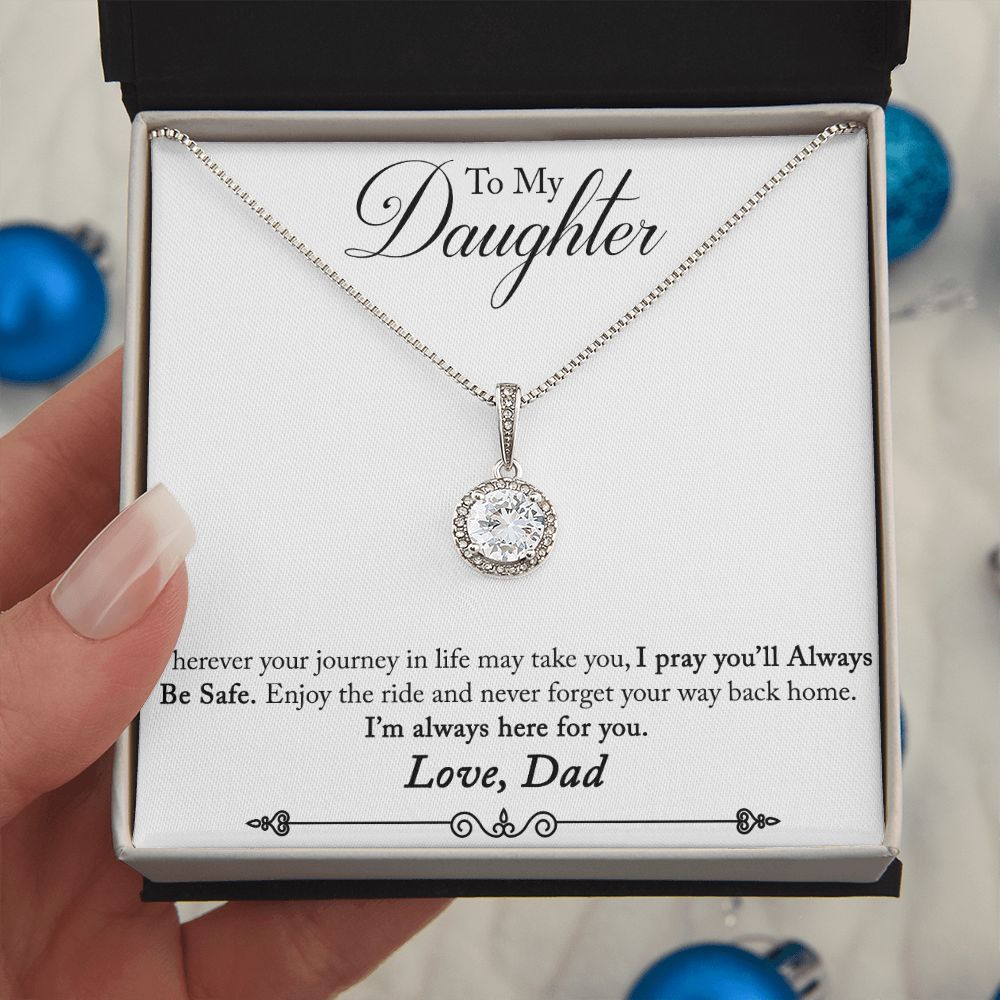 Daughter Solitaire Necklace, From Dad - Custom Heart Design