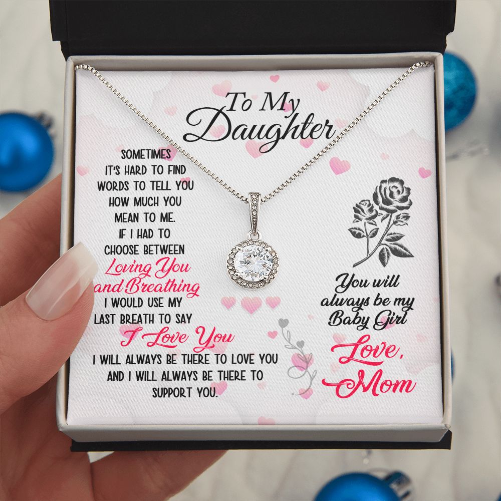 Daughter Solitaire Necklace, From Mom - Custom Heart Design
