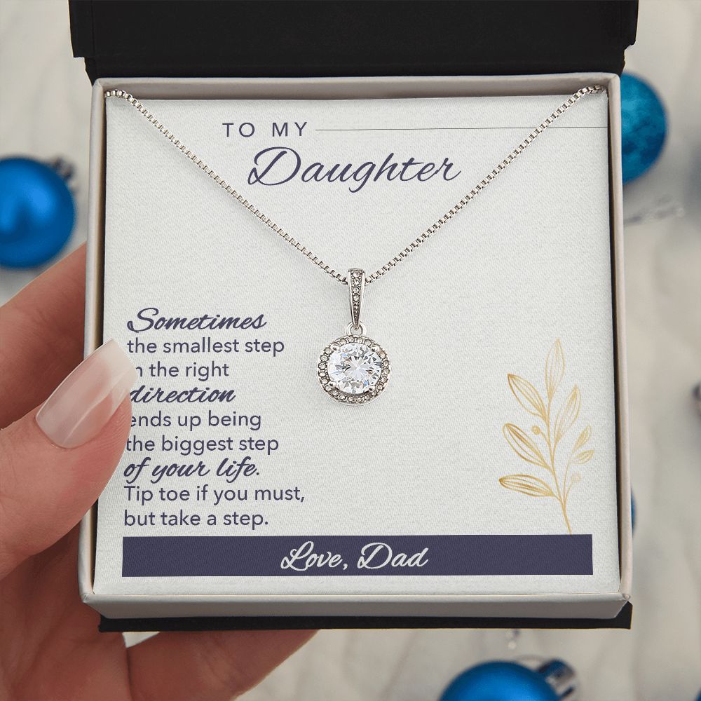 Daughter Solitaire Necklace, From Dad-Tip toe if you must - Custom Heart Design