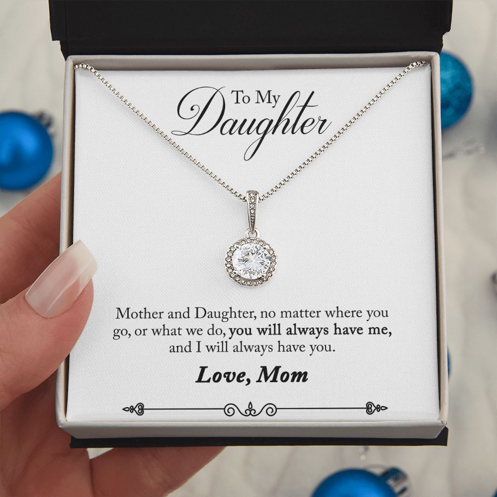 Daughter Solitaire Necklace, From Mom - Custom Heart Design