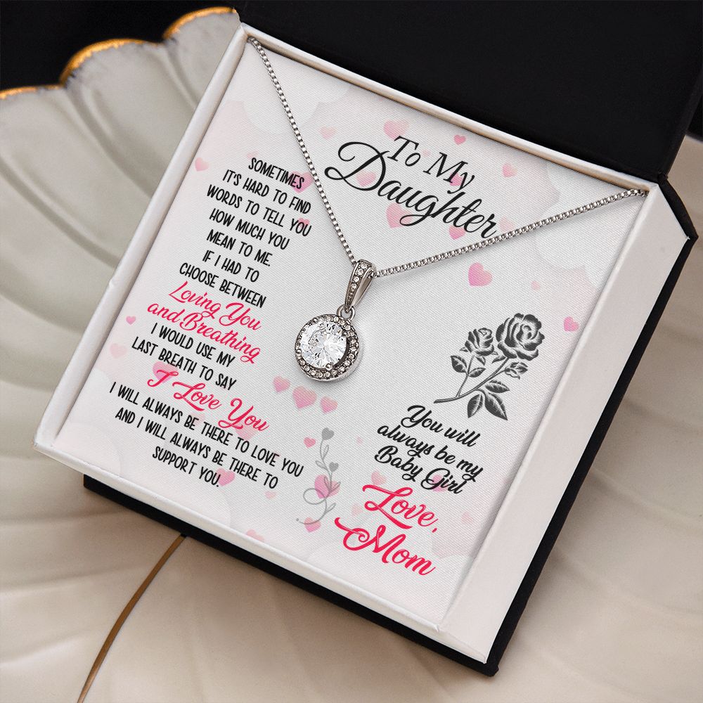Daughter Solitaire Necklace, From Mom - Custom Heart Design