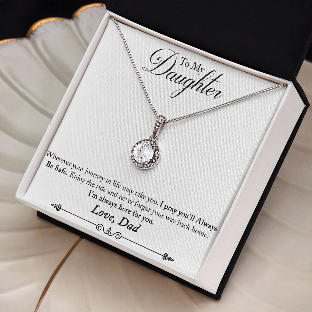 Daughter Solitaire Necklace, From Dad - Custom Heart Design