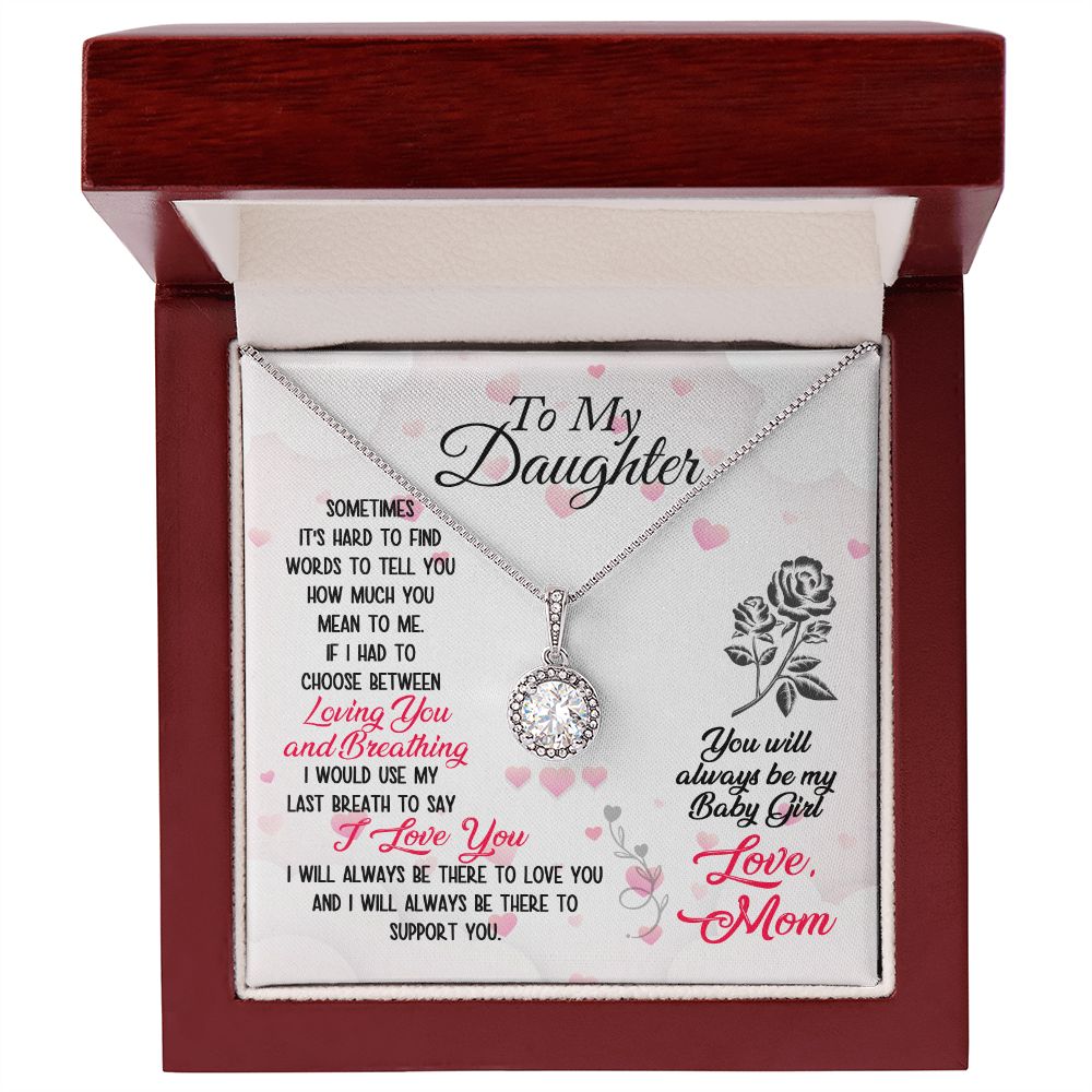 Daughter Solitaire Necklace, From Mom - Custom Heart Design