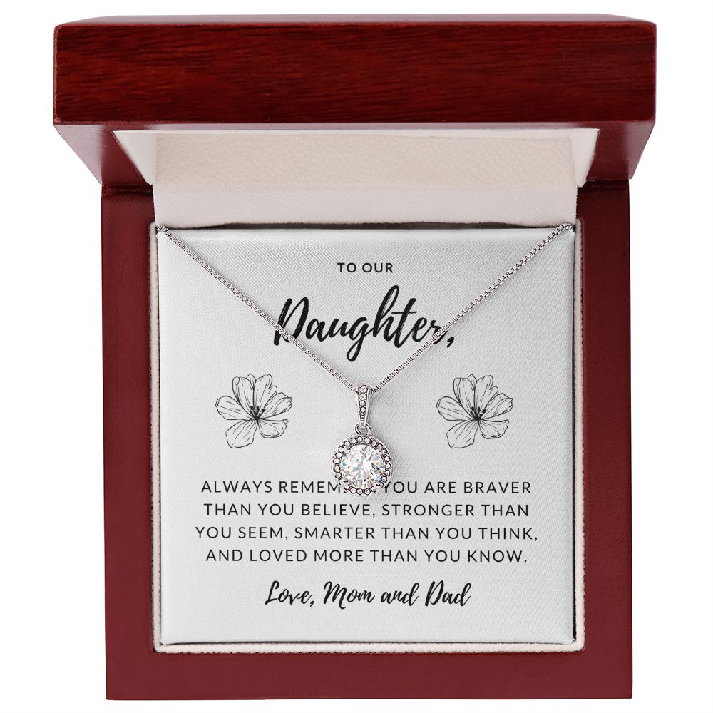 Daughter Solitaire Necklace, From Mom & Dad - Custom Heart Design