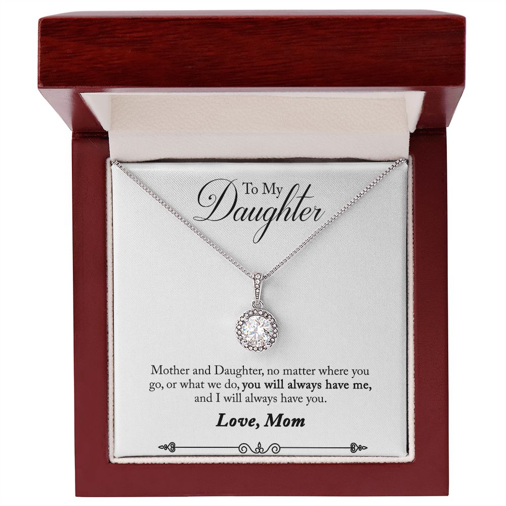 Daughter Solitaire Necklace, From Mom - Custom Heart Design