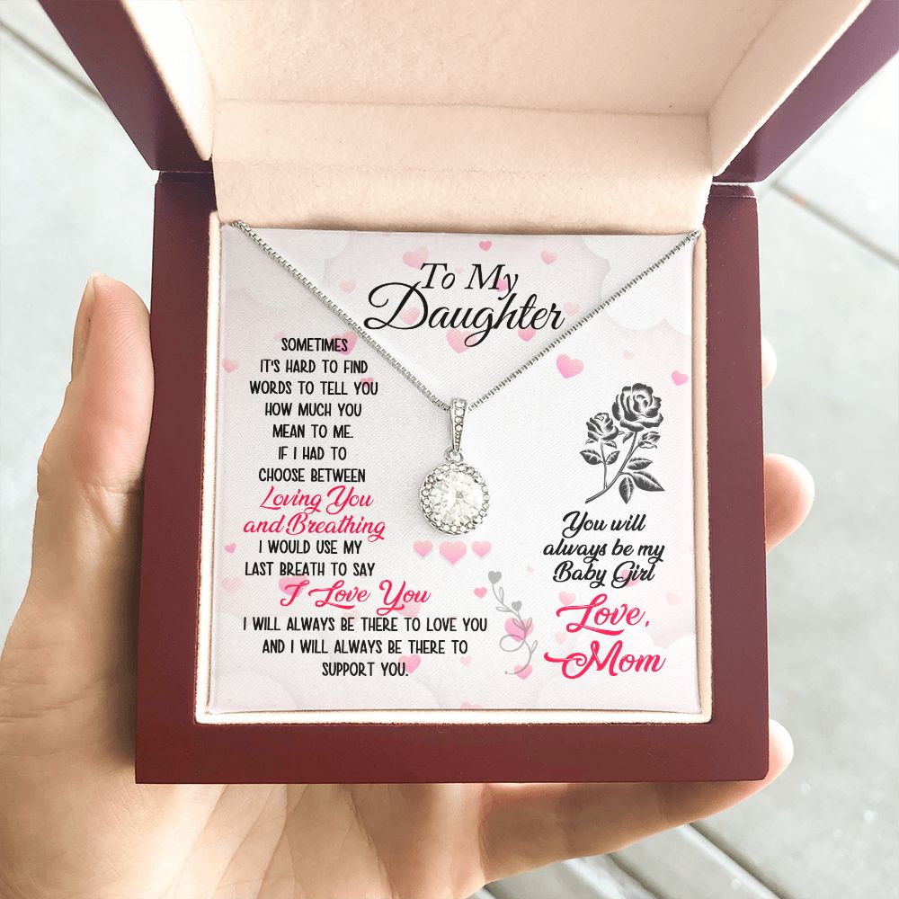 Daughter Solitaire Necklace, From Mom - Custom Heart Design