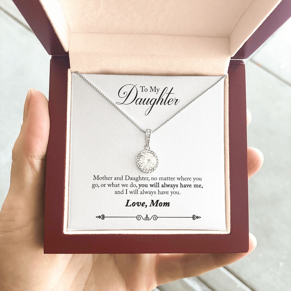 Daughter Solitaire Necklace, From Mom - Custom Heart Design