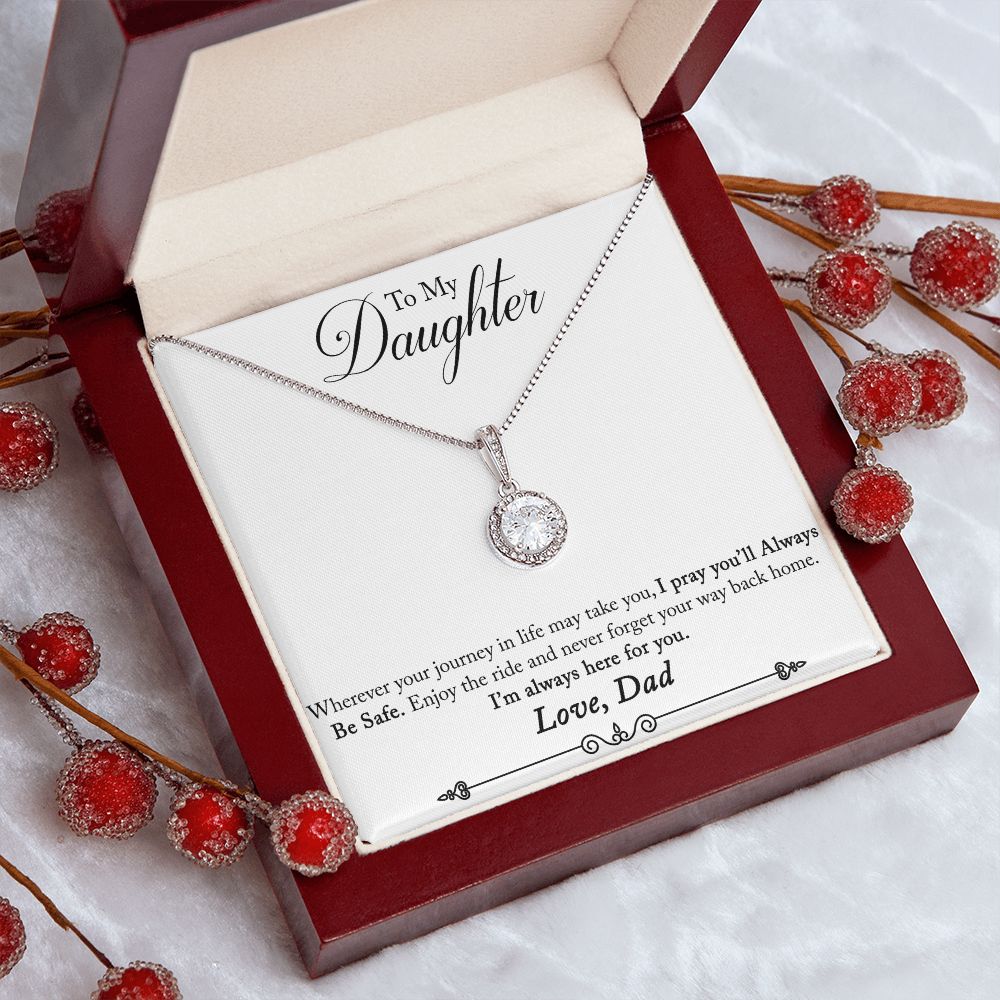 Daughter Solitaire Necklace, From Dad - Custom Heart Design