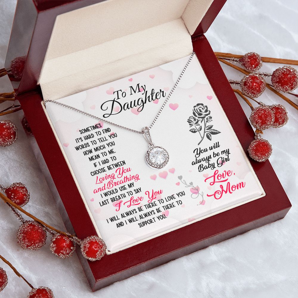 Daughter Solitaire Necklace, From Mom - Custom Heart Design