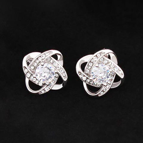 Love Knot Stud Earrings, CZ gemstone earrings | Custom Heart Design