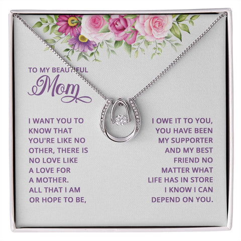 Mom Contemporary Silver Necklace-You're like no other - Custom Heart Design