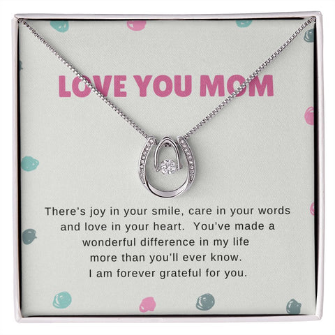 Mom Contemporary Silver Necklace-Joy in your smile - Custom Heart Design