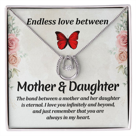 Mom & Daughter Contemporary Silver Necklace-Endless love - Custom Heart Design