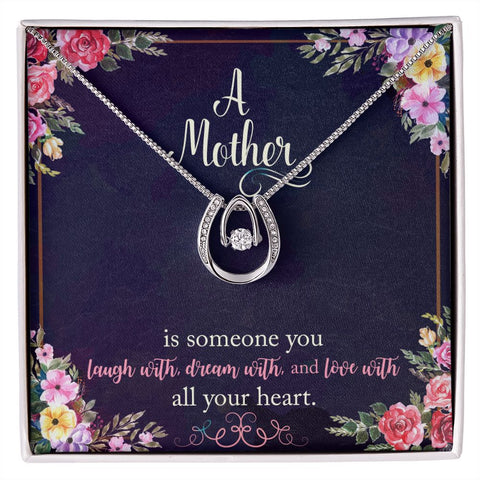 Mom Contemporary Silver Necklace-Laugh, dream, love - Custom Heart Design