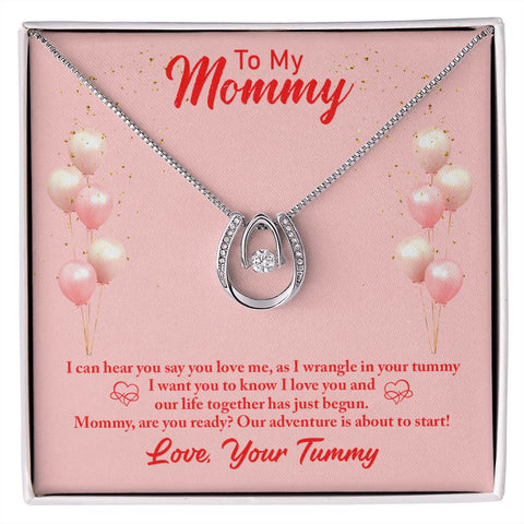 Mom to be Contemporary Silver Necklace-I can hear you - Custom Heart Design