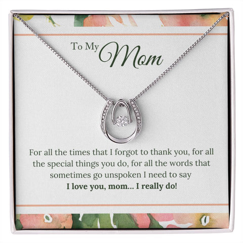Mom Contemporary Silver Necklace-I really do love you! - Custom Heart Design