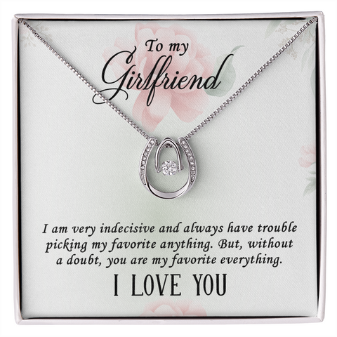 Girlfriend Horseshoe Necklace, Lucky In Love Silver Necklace for Girlfriend | Custom Heart Design