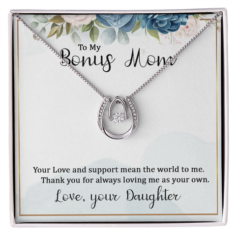 Sentimental Horseshoe Necklace for Bonus Mom | Custom Heart Design