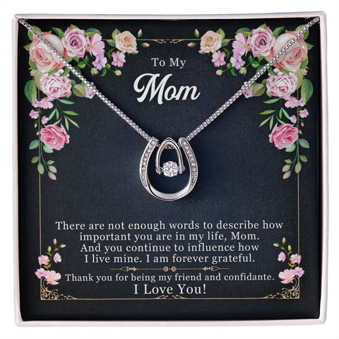 Mom Contemporary Silver Necklace-I am forever grateful - Custom Heart Design