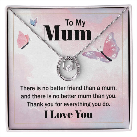 Mum Contemporary Silver Necklace-No better friend - Custom Heart Design