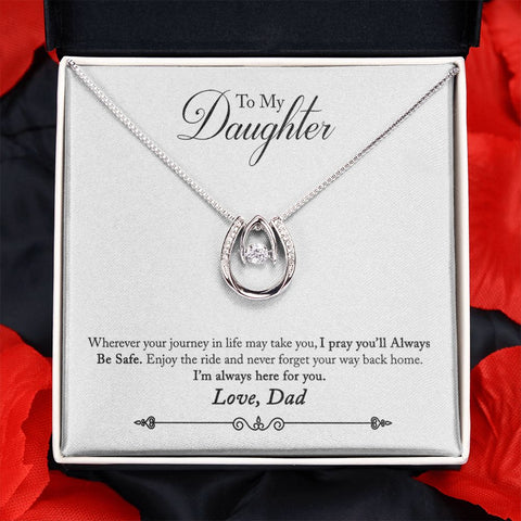 Daughter Pendant, Good luck Necklace From Dad - Custom Heart Design