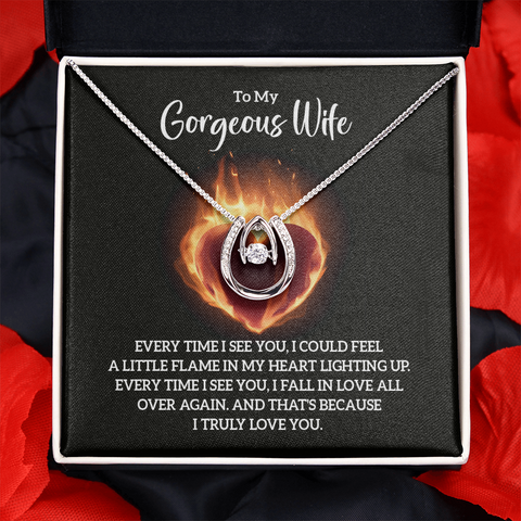 Lucky In Love Necklace for Wife | Custom Heart Necklace
