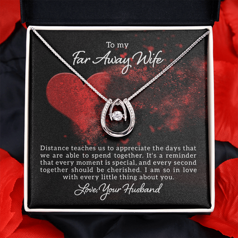 Lucky In Love Necklace for Far Away Wife | Custom Heart Design