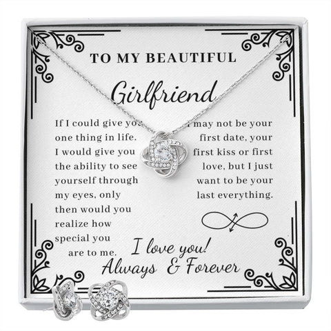 Girlfriend Jewelry Set, Love Knot Necklace Set | Custom Heart Design