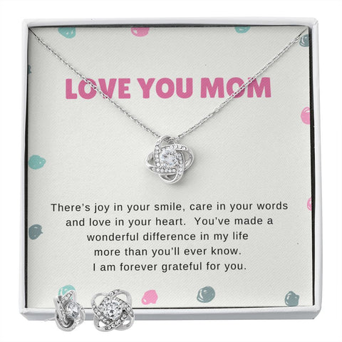 Mom Love Knot Jewelry Set-Love in your heart | Custom Heart Design