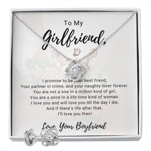 Girlfriend Jewelry Set, Love Knot Necklace Set | Custom Heart Design