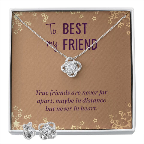 Best Friend Love Knot Jewelry Set-True friends are never far apart - Custom Heart Design