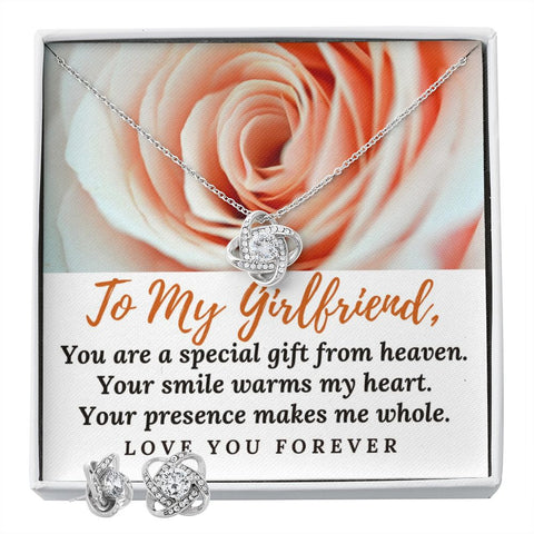 Girlfriend Jewelry Set, Love Knot Necklace Set | Custom Heart Design
