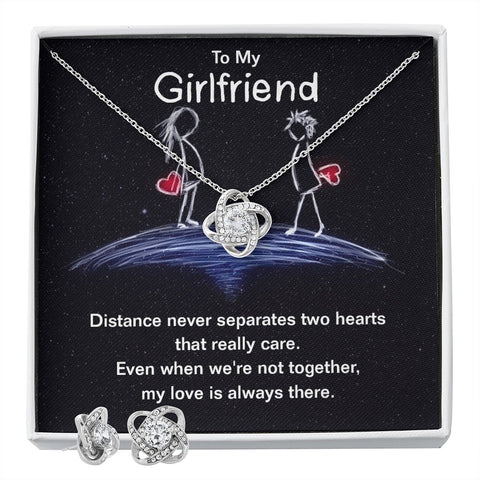 Girlfriend Jewelry Set, Love Knot Necklace Set | Custom Heart Design