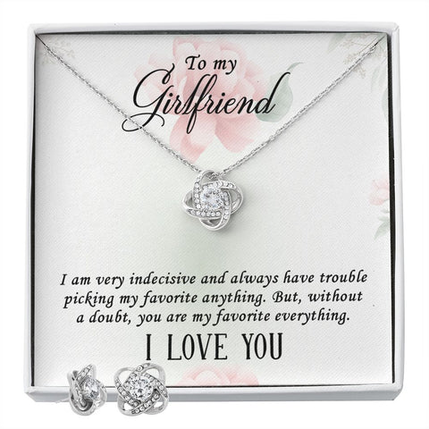 Girlfriend Jewelry Set, Love Knot Necklace Set | Custom Heart Design