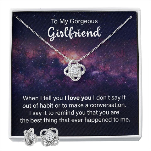 Girlfriend Jewelry Set, Love Knot Necklace Set | Custom Heart Design