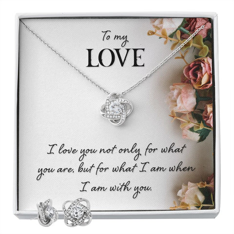 Girlfriend Jewelry Set, Love Knot Necklace and Earring Set | Custom Heart Design