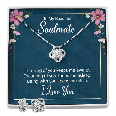 Girlfriend Jewelry Set, Love Knot Necklace Set | Custom Heart Design