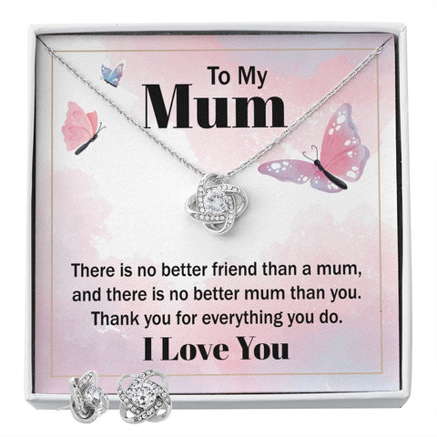 Mom Love Knot Jewelry Set-There's no better friend | Custom Heart Design