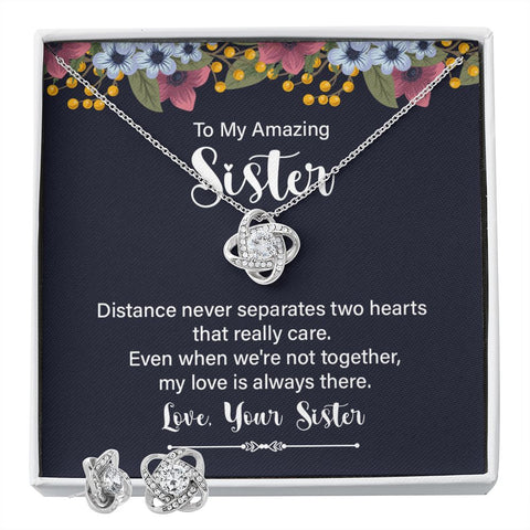 Sister Love Knot Jewerly Set-Distance never separates - Custom Heart Design