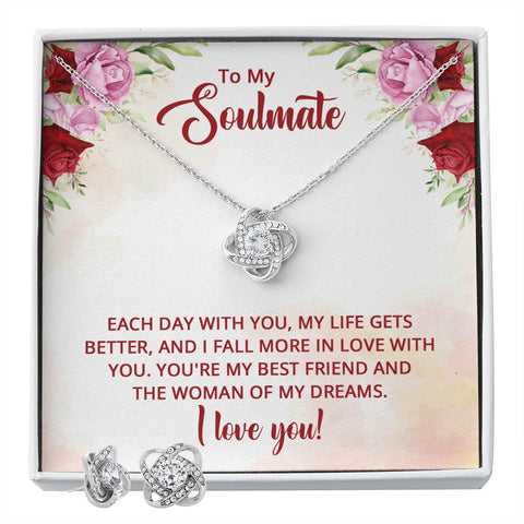 Girlfriend Jewelry Set, Love Knot Necklace Set | Custom Heart Design